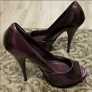 Purple Peep Toe Heels